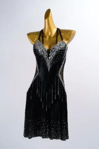 Black Latin Dance Dress Performance Women Short Skirt