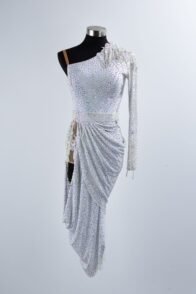 White Slim-Fit Flash Diamond Sexy Dance Dress