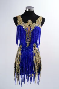 Stretch Net Ostrich Feather Latin Dance Competition Dress