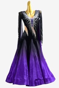 Black shaded purple Standard dress with pearl chiffon underskirts, float & AB stones