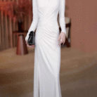 White long sleeve standard dance dresses for winter performances