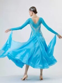 Bailebelle Fashion New national standard modern dance costume performance competition suit custom pearl silk dress Blue