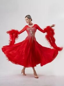 Bailebelle Fashion National standard modern dance performance competition costumes new high end large swing Red