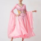 Pink standard dance costumes for national ballroom performances