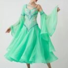 Green ballroom fringe dresses for modern dance performances